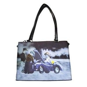 Behringer Purse Handbag Car Trouble Children Blue Black Trim Zip Silver …